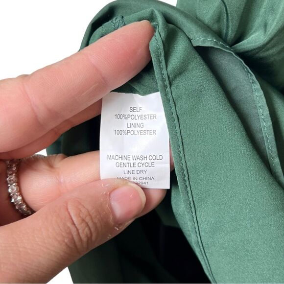 AMANDA UPRICHARD Laconia Ruched Mini Strappy Dress Cypress Green Size Medium - Picture 10 of 11
